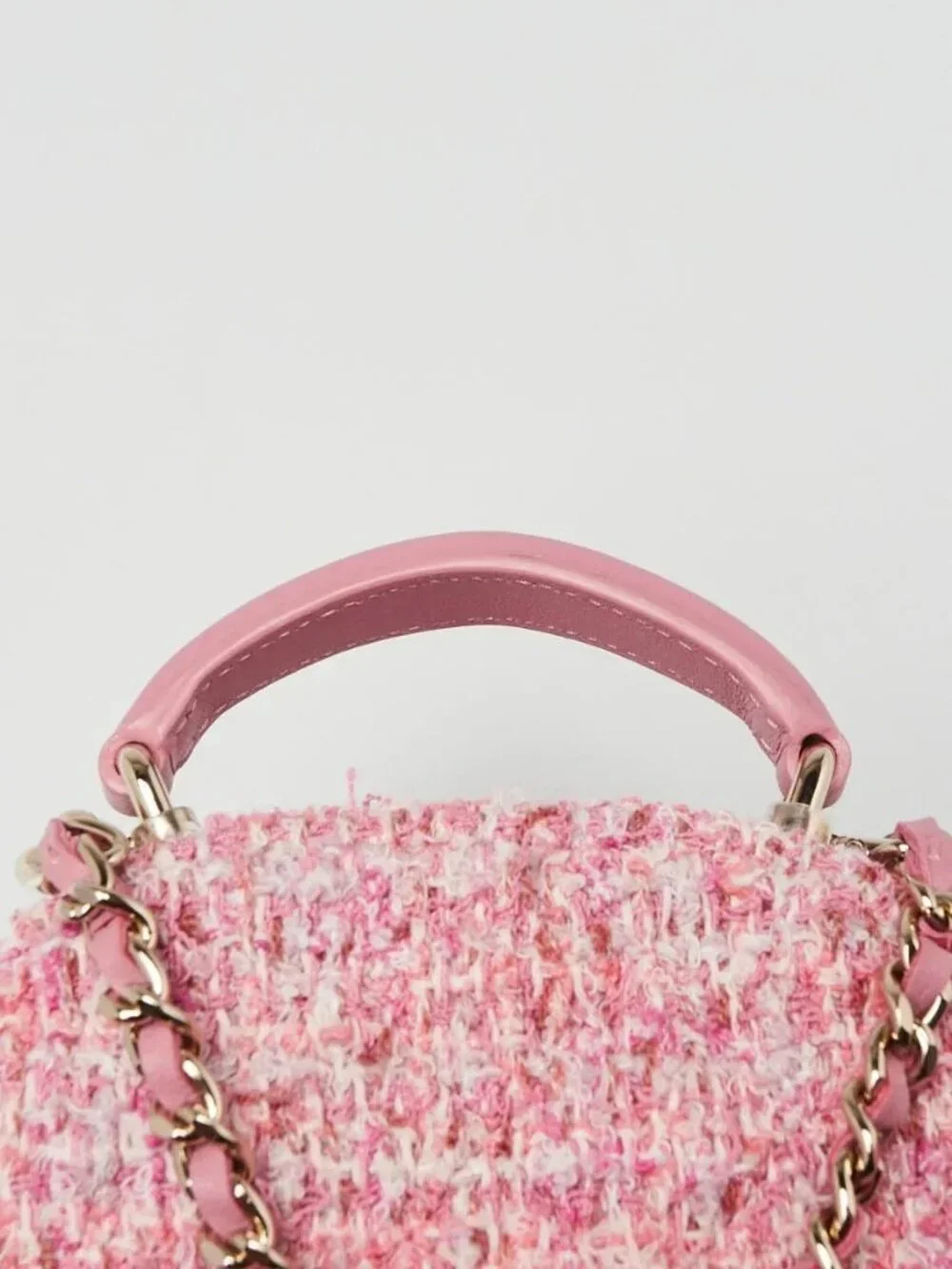 Chanel Pink/White Tweed Mini Backpack Bag - Picture 9 of 12